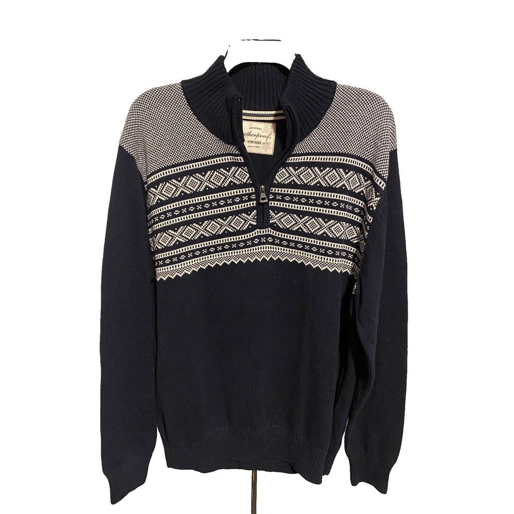 Original Weatherproof Vintage Navy Fair Isle Pullover Sweater SZ L NWOT